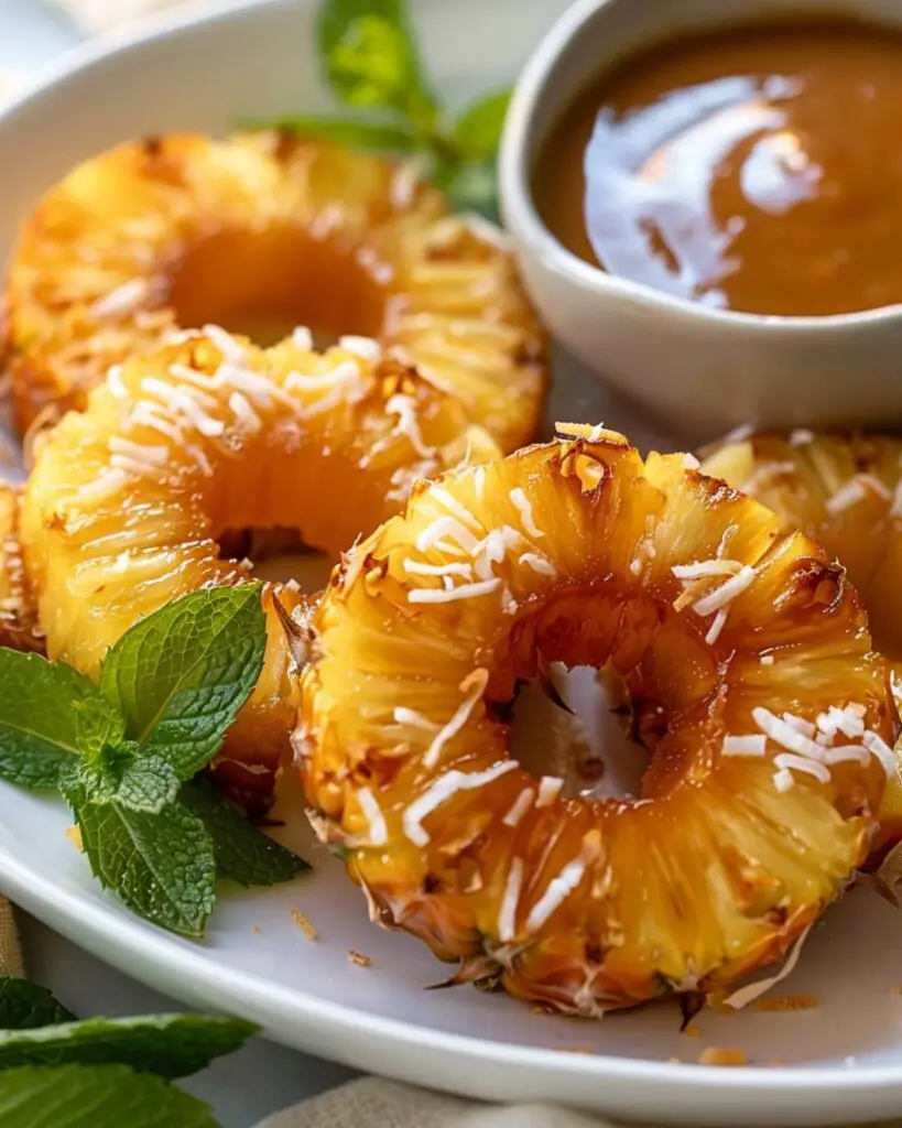 Fried Coconut Pineapple Rings with Creamy Dipping Sauce - Greenku Recipes