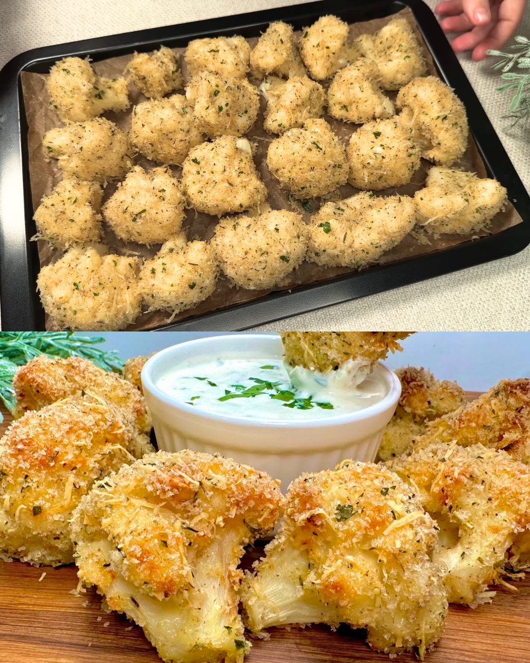 Crispy Roasted Cauliflower with Tangy Herb Sauce - Greenku Recipes