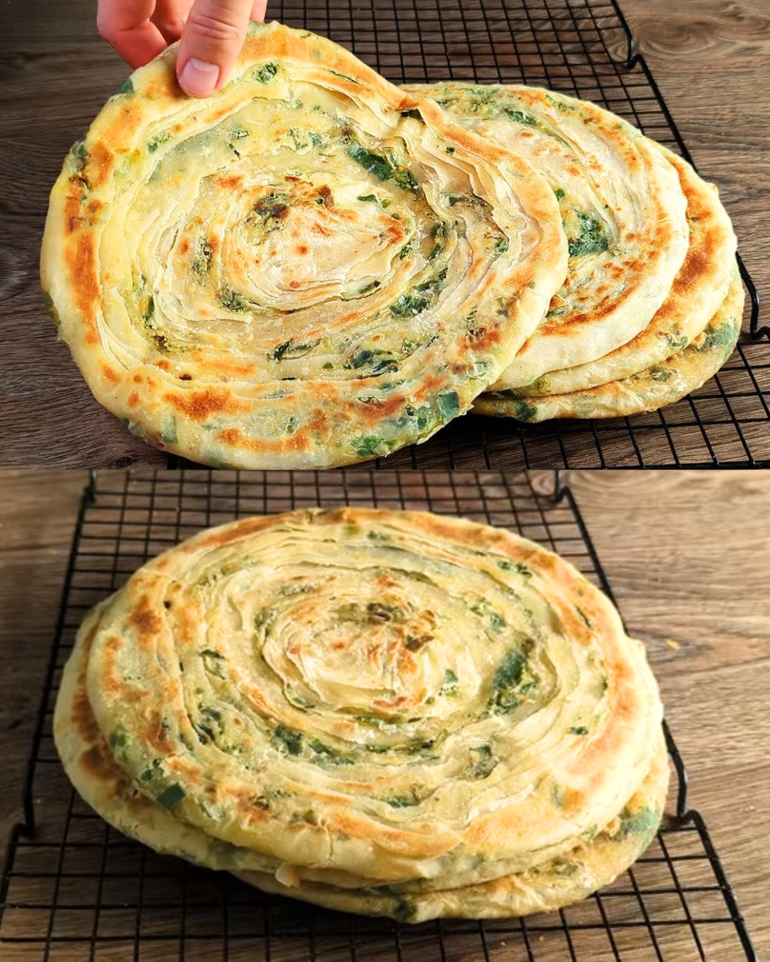 Homemade Flatbread with Green Onions and Spinach - Greenku Recipes