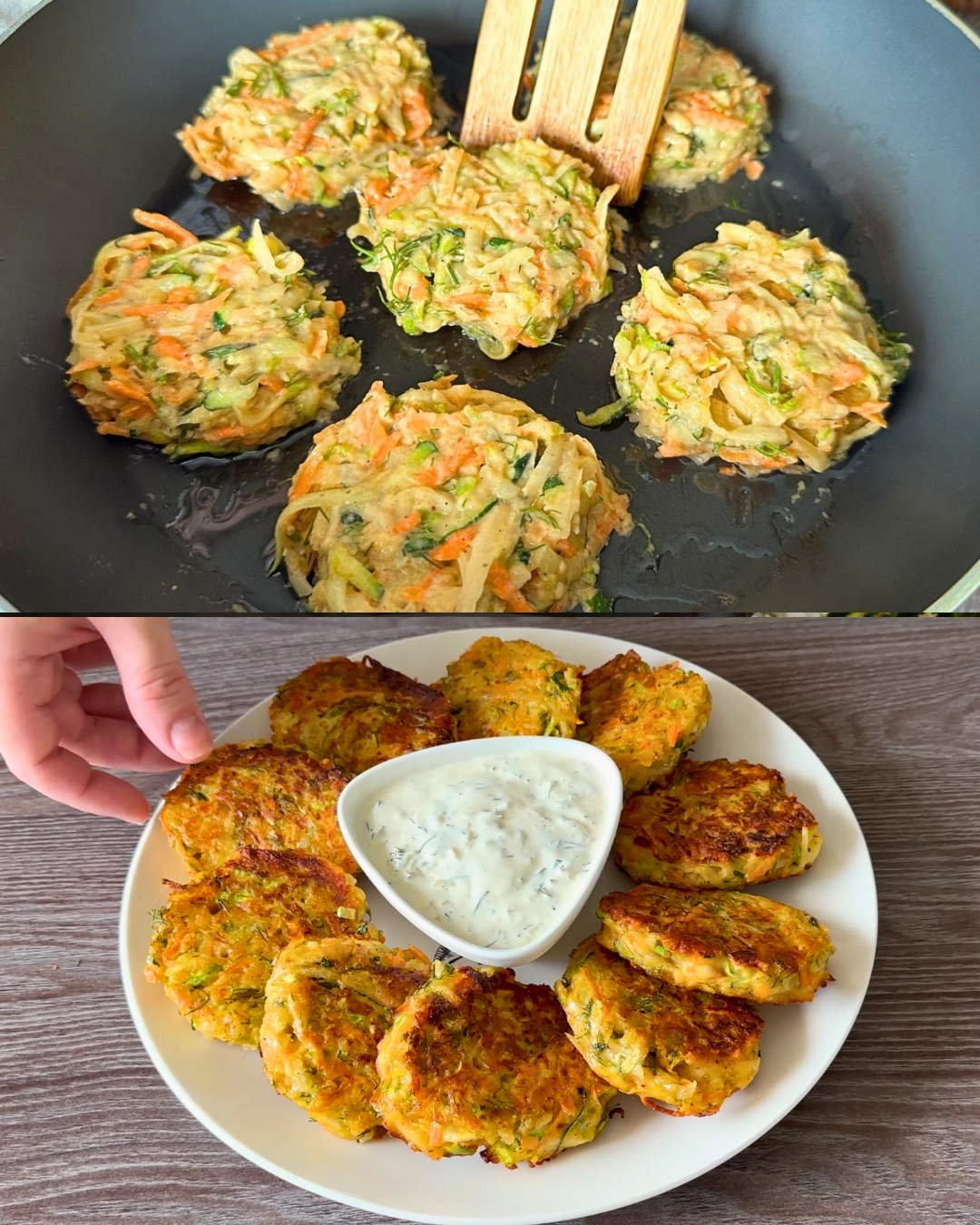 Zucchini and Vegetable Patties with Creamy Cucumber Sauce - Greenku Recipes