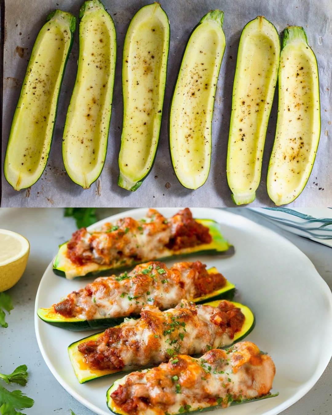 Cheesy Sausage Stuffed Zucchini Boats Greenku Recipes 7105